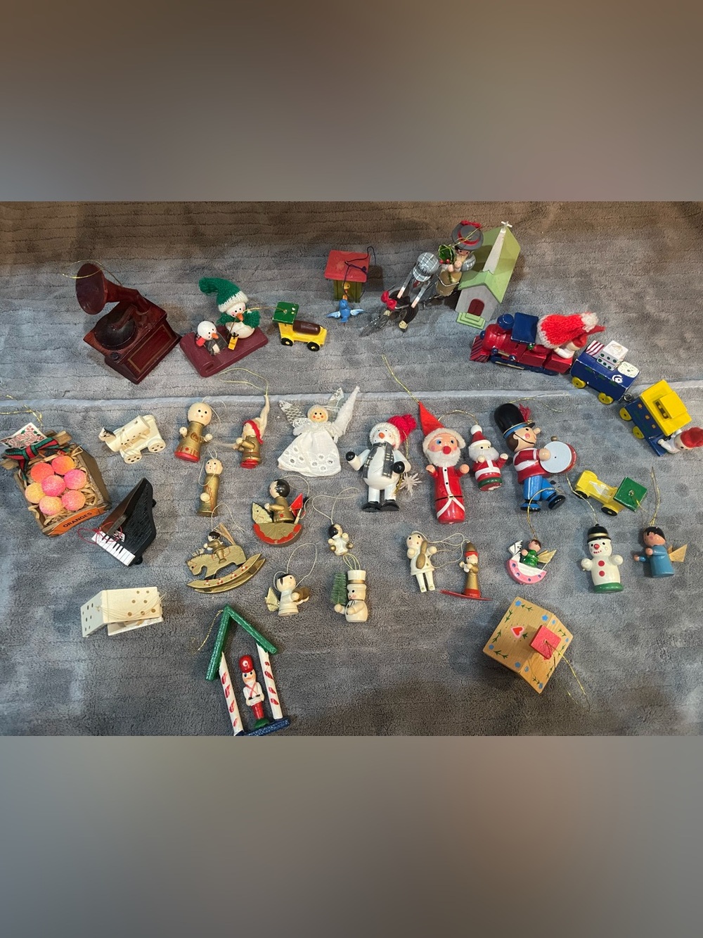 Vintage Christmas Wood Ornaments Lot Bundle